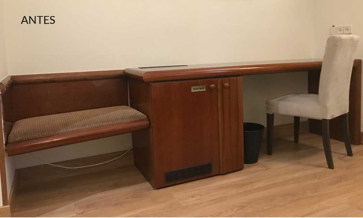 infeel revestimiento autoadhesivo habitación hotel antes